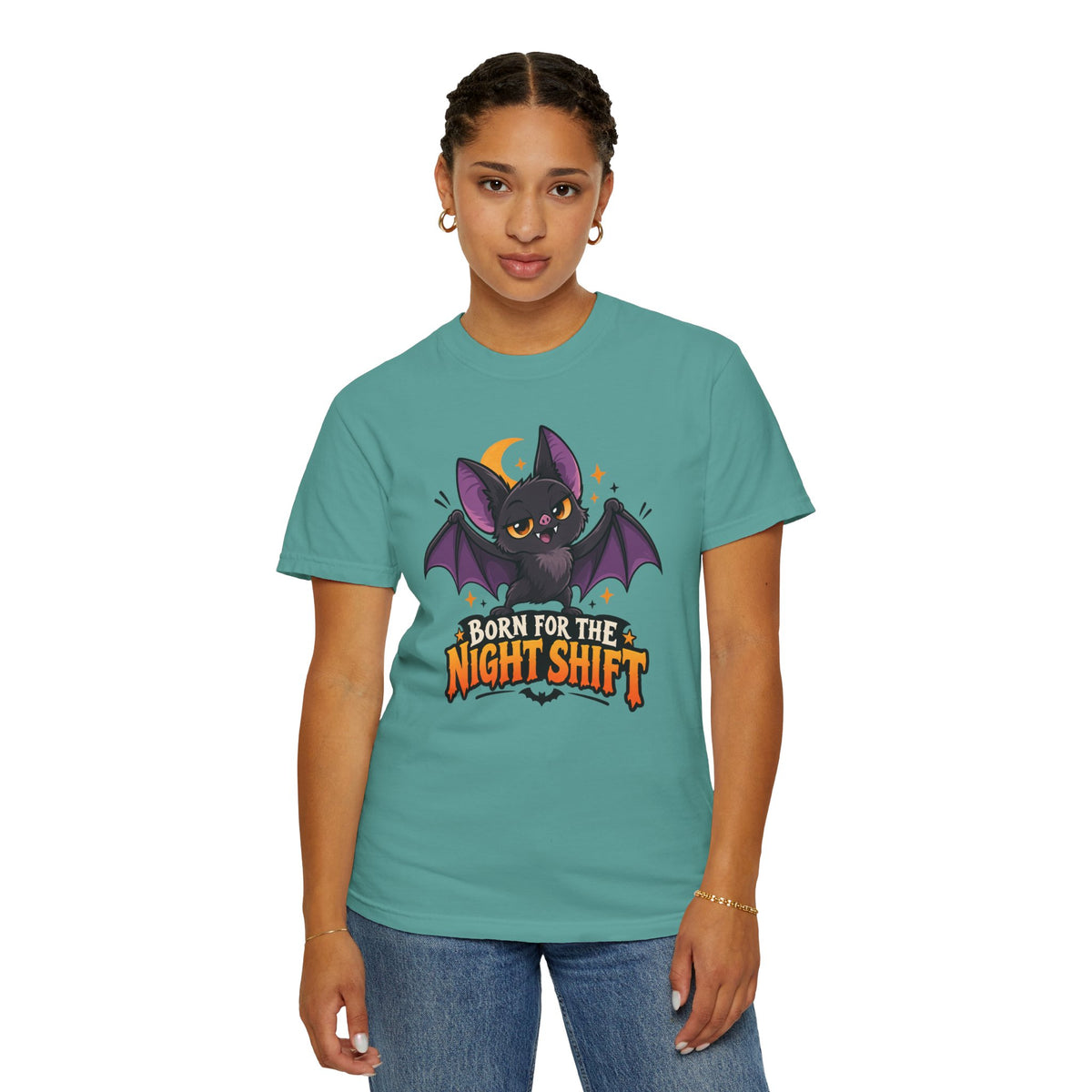 Born for the Night Shift – Cute Halloween Bat T-Shirt
