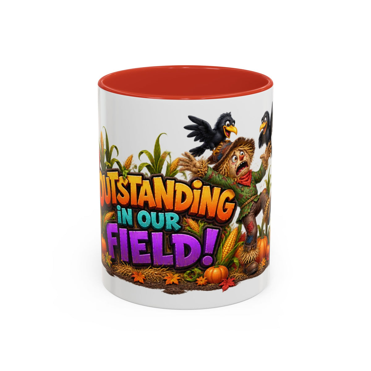 Outstanding in Our Field Funny Scarecrow Halloween White Mug