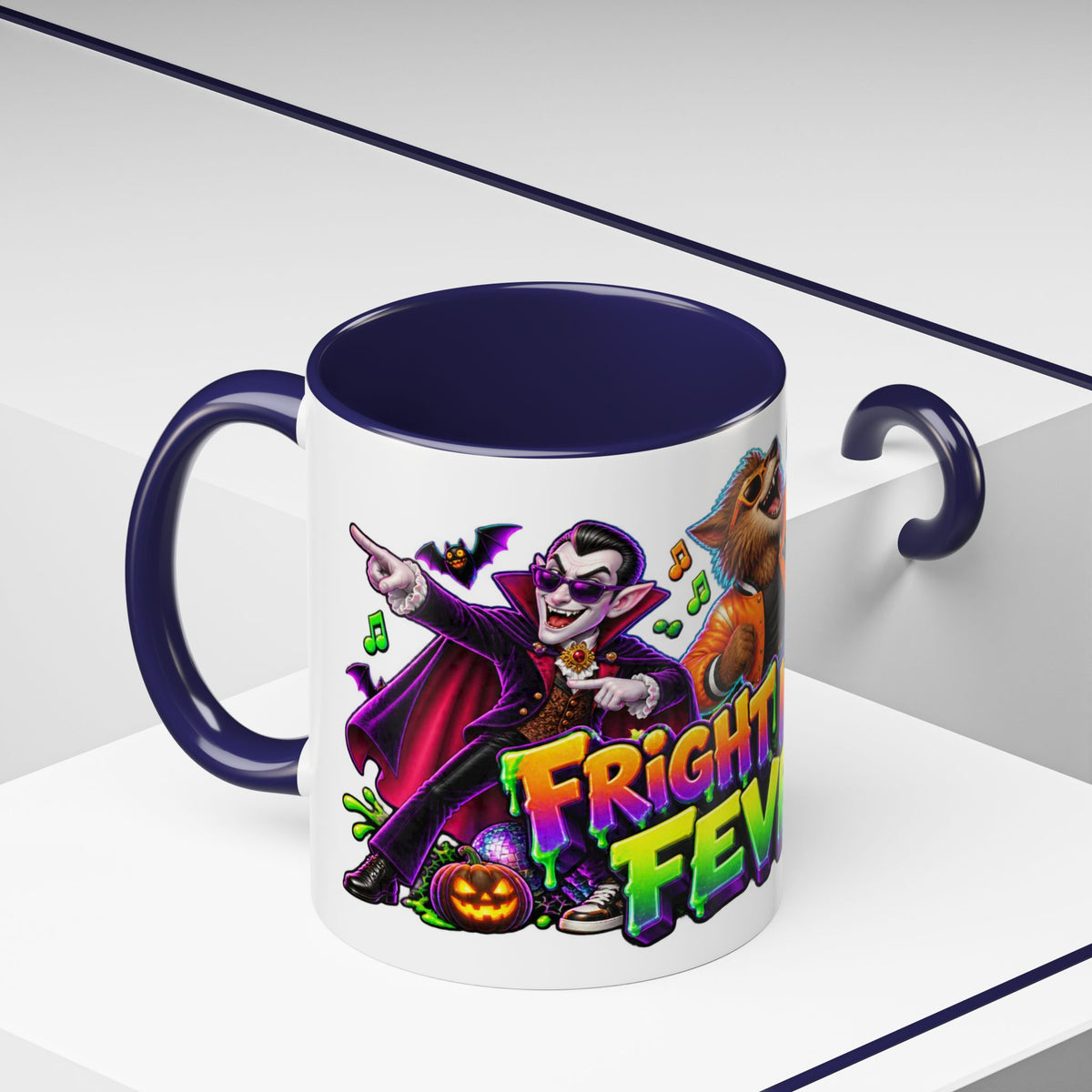 Fright Night Fever Dancing Monsters Halloween White Mug