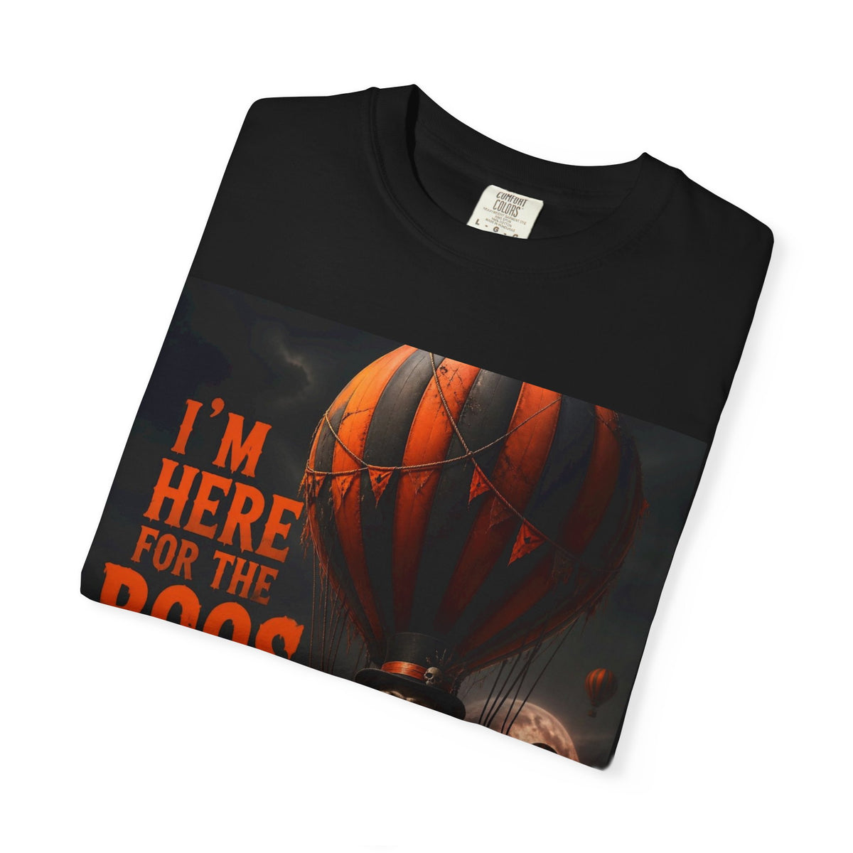 Halloween "I'm Here for the Boos" T-Shirt — Spooky Hot Air Balloon Ghost Tee
