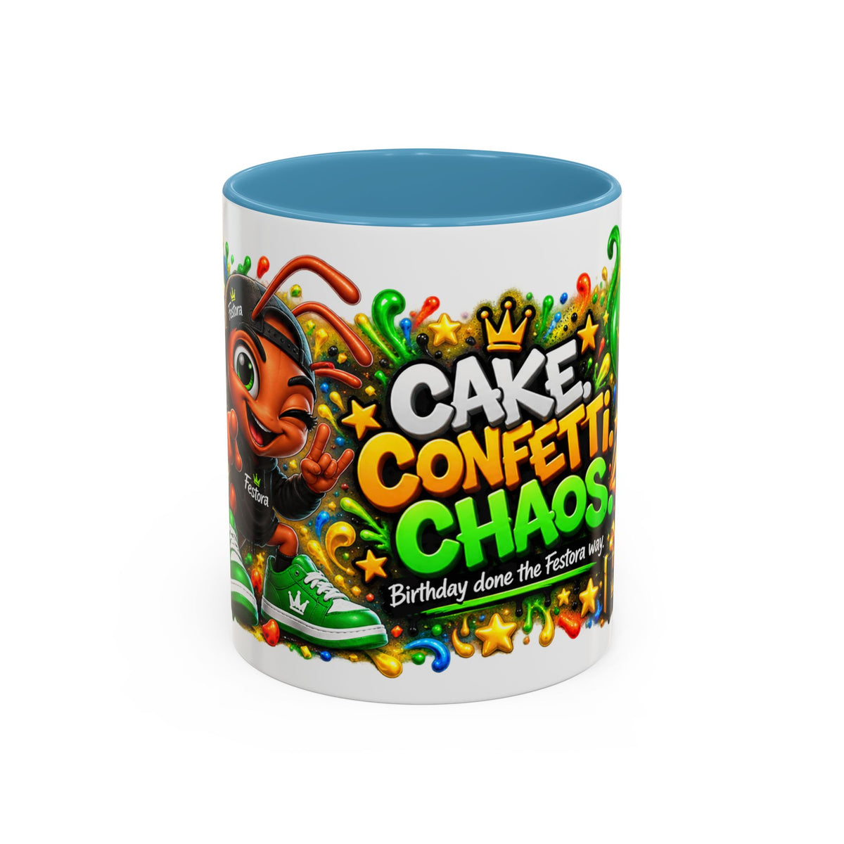 Festora Ant Birthday Mug – Cake Confetti Chaos Coffee Cup