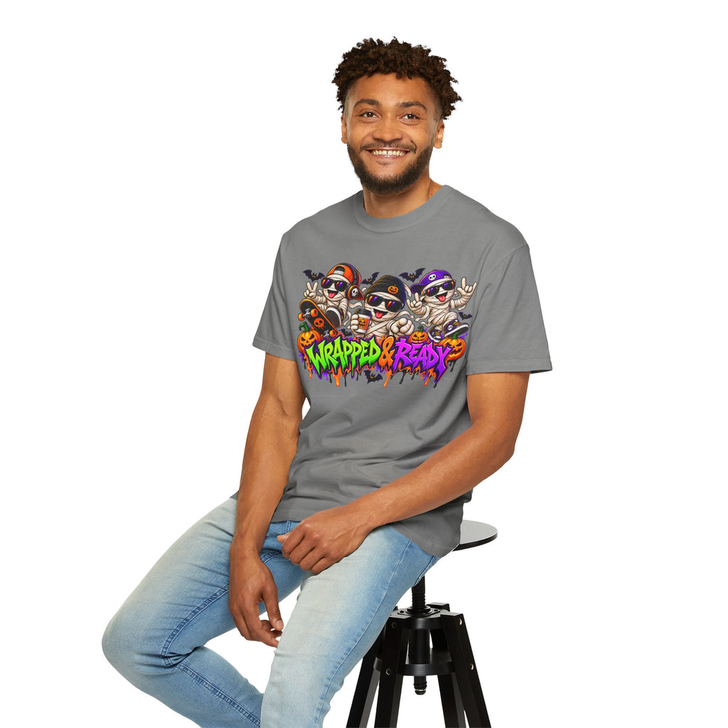 Wrapped & Ready – Halloween Mummy Crew Graphic T-Shirt