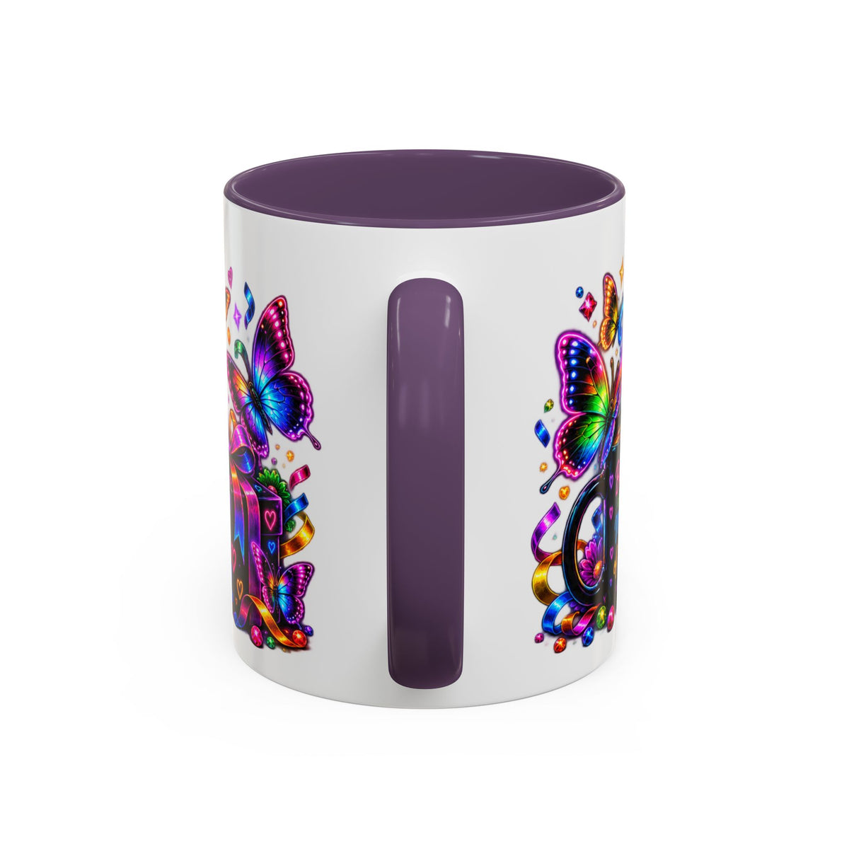 Birthday Coffee Mug – Colorful "Happy Birthday" Gift Mug with Butterflies & Candles