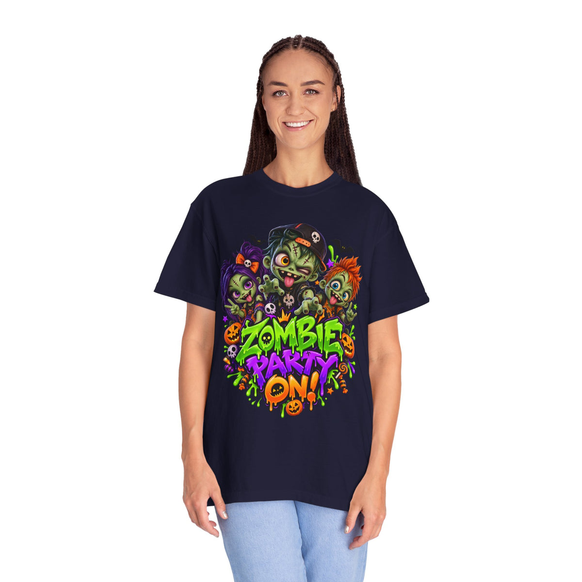 Zombie Party On! – Halloween Zombie Crew Graphic T-Shirt