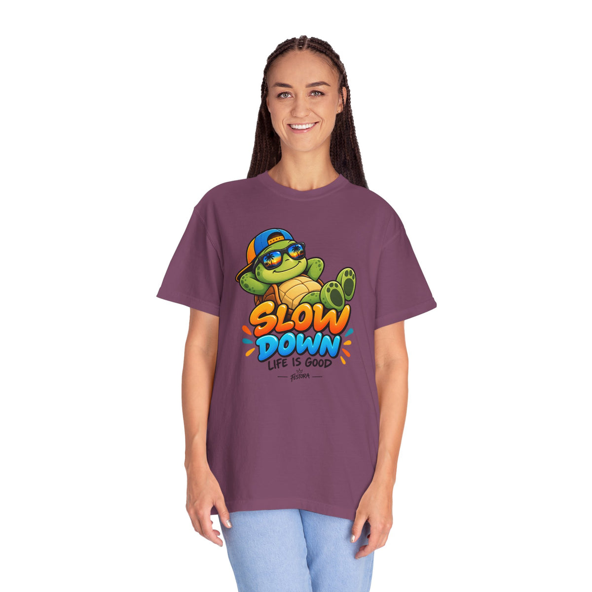 Slow Down, Life Is Good – Turtle Graphic T-Shirt | Festora Everyday