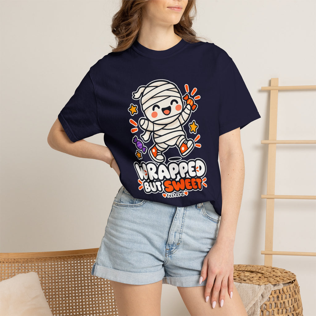 Wrapped but Sweet Halloween T-Shirt | Cute Mummy Graphic Tee
