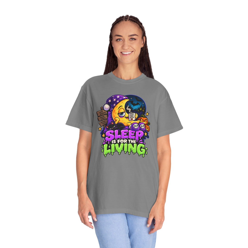 Sleep Is for the Living – Funny Halloween Moon T-Shirt
