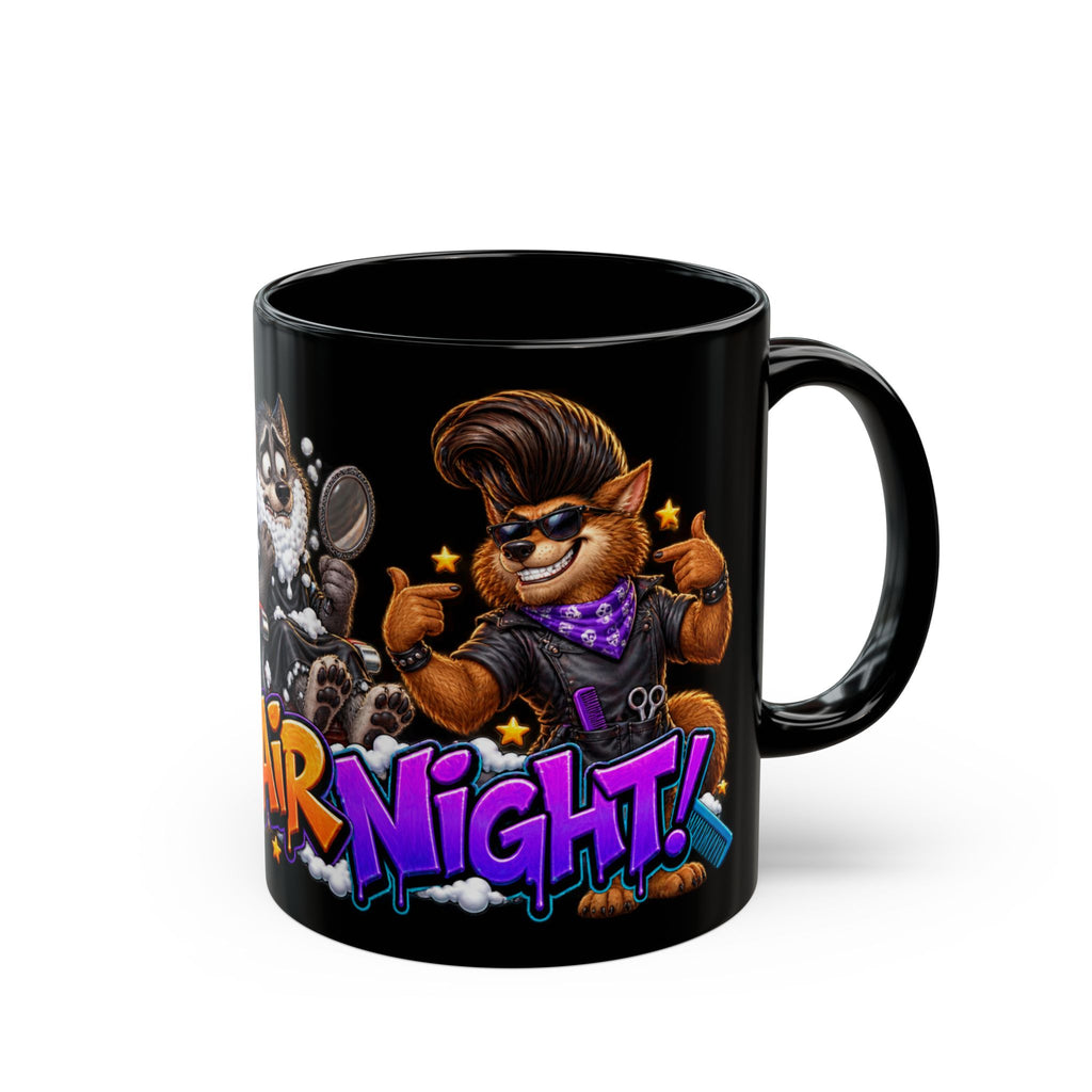 Bad Hair Night Funny Werewolf Barber Halloween Black Mug