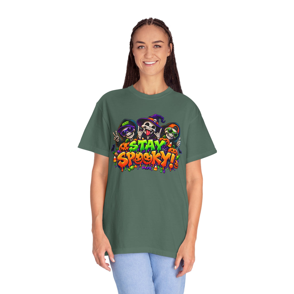Stay Spooky Halloween T-Shirt – Funny Skeleton Crew Colorful Graphic Tee