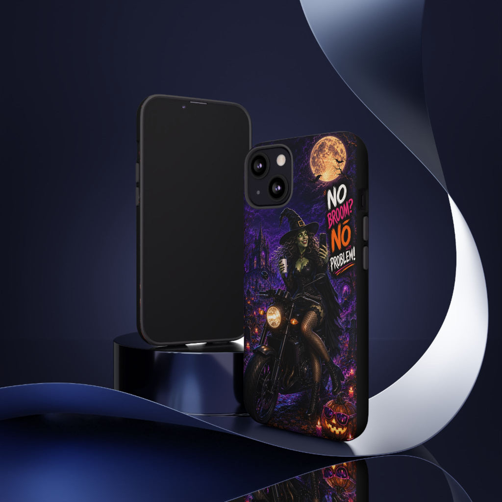 Halloween Witch Motorcycle Phone Case - "No Broom? No Problem!" Tough Protective iPhone Cover