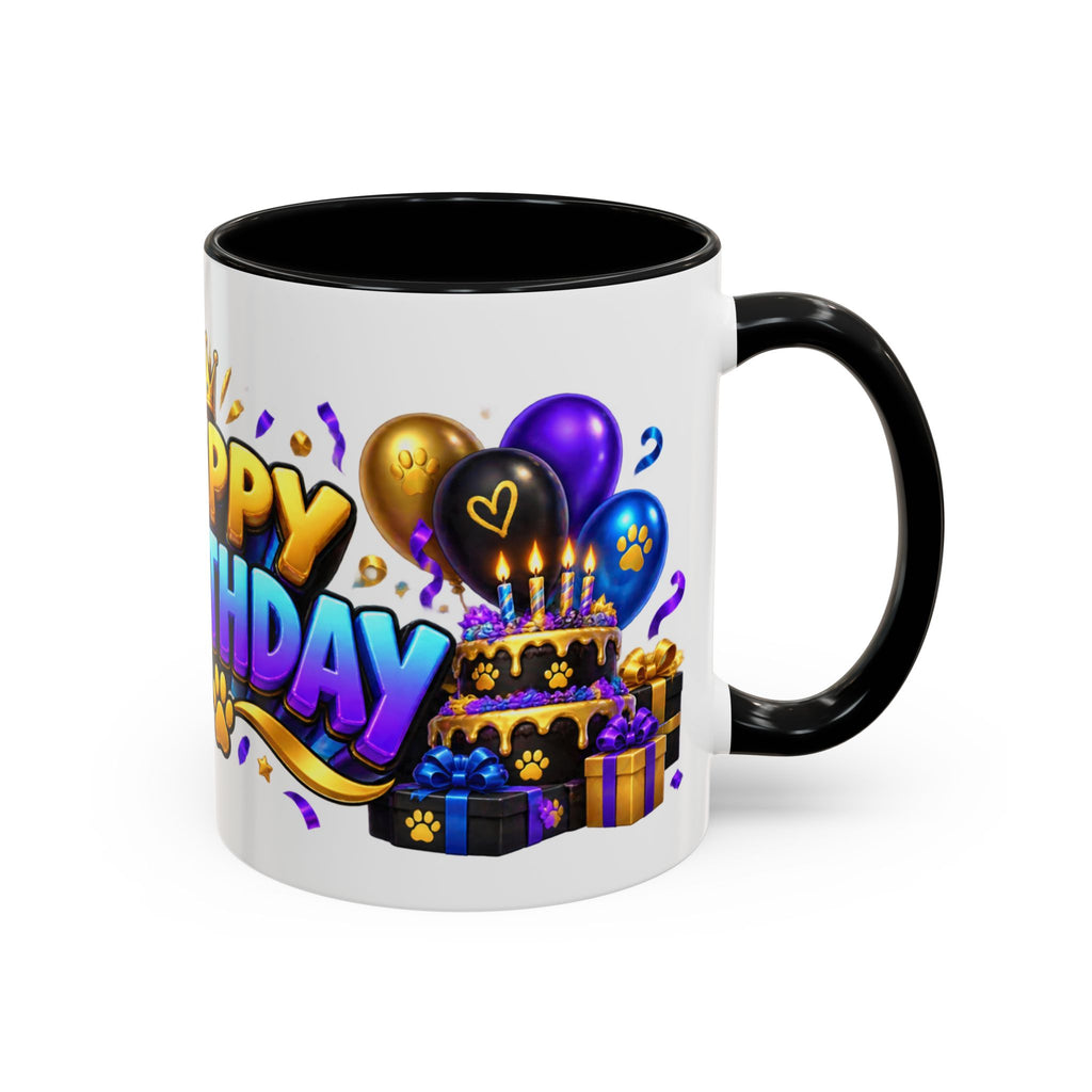 Black Panther Happy Birthday Mug – Purple Blue & Gold Birthday Gift – FestoraShop White Coffee Mug