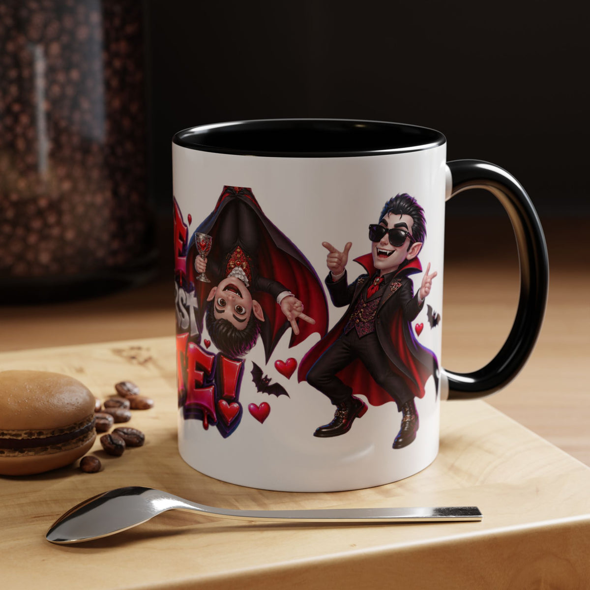 Love at First Bite Funny Vampire Halloween White Mug