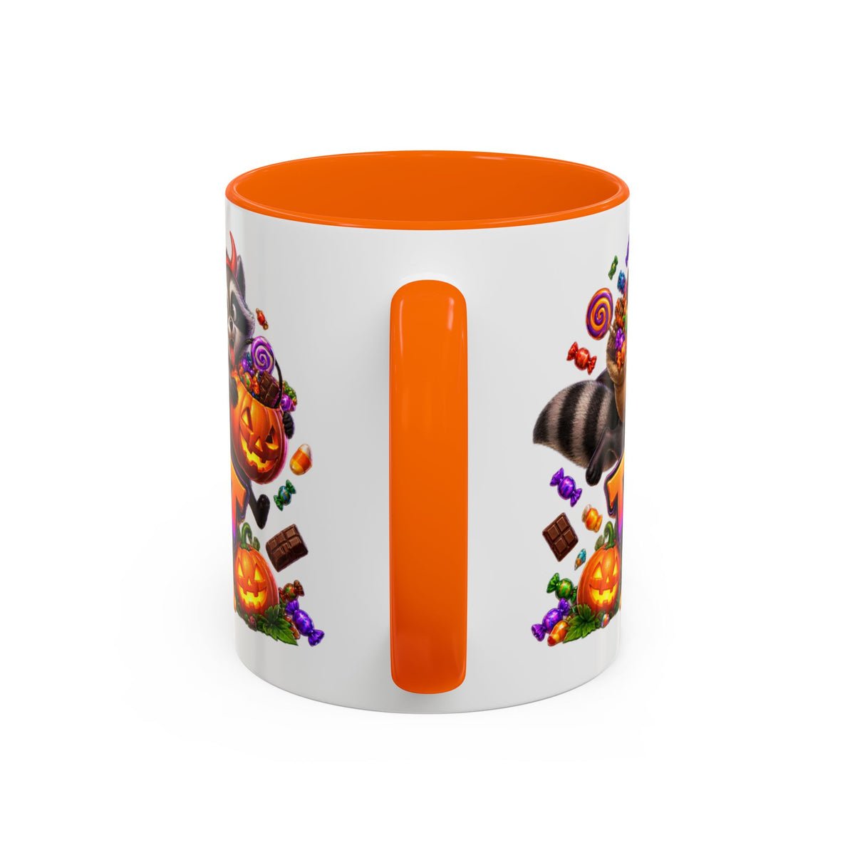 Trick or Treat Bandits Raccoons Halloween White Mug