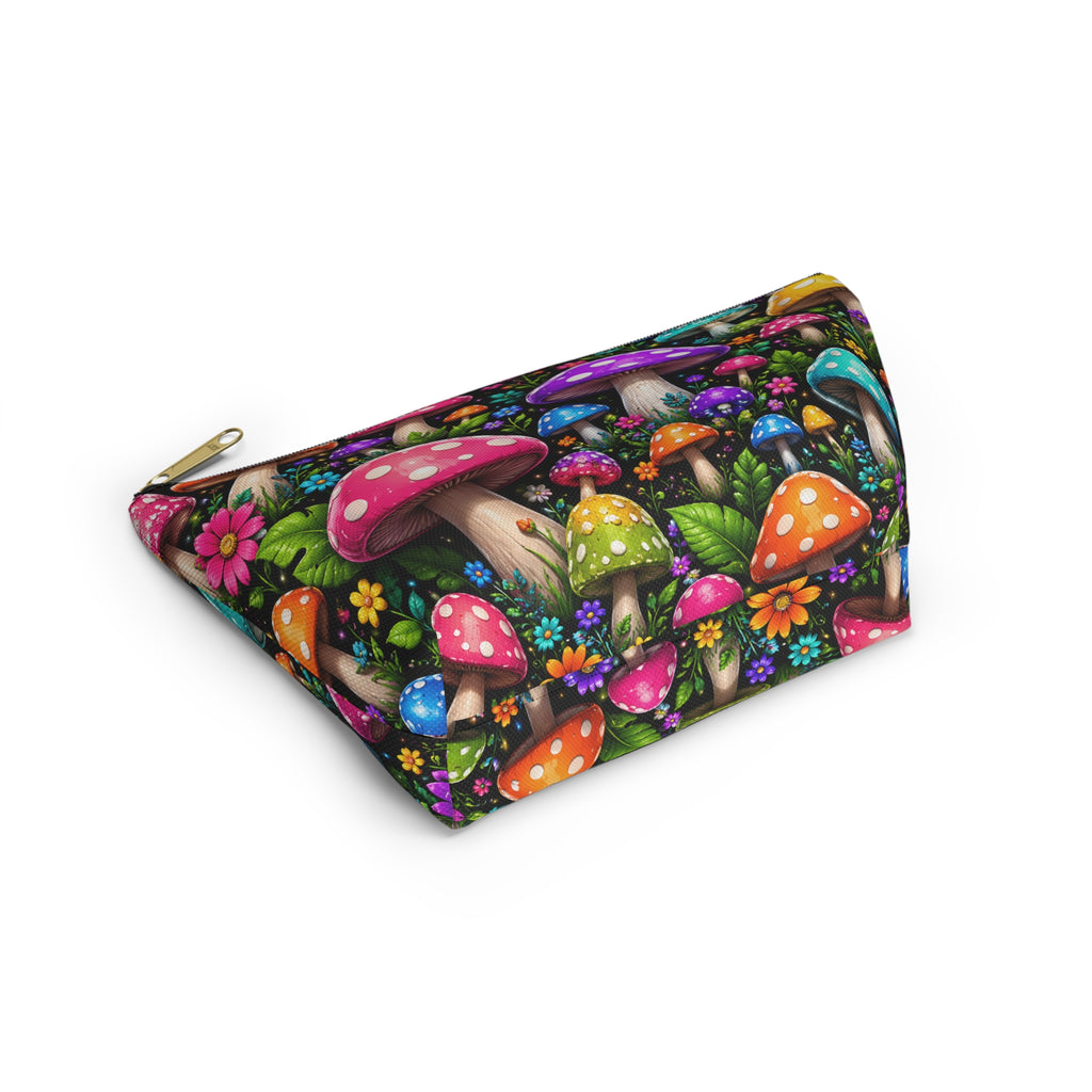 Mushroom Garden Accessory Pouch — Colorful T-Bottom Cosmetic Bag