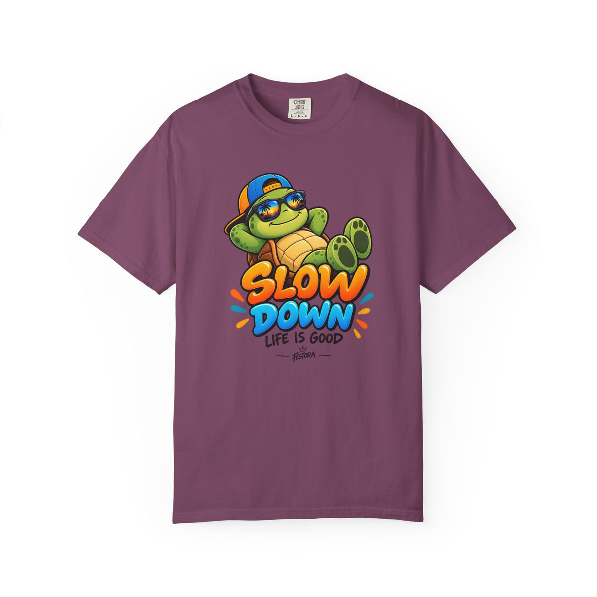 Slow Down, Life Is Good – Turtle Graphic T-Shirt | Festora Everyday