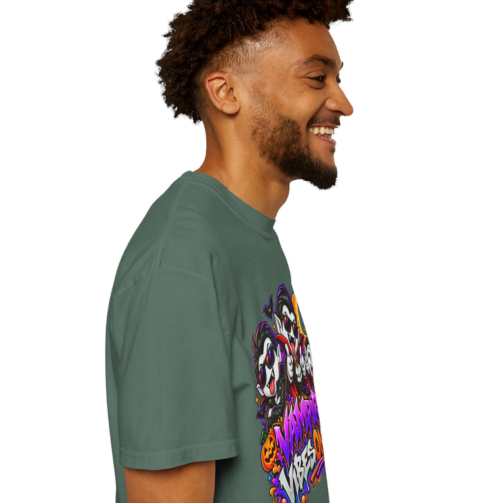 Neon Vampire Vibes Halloween Unisex Garment-Dyed T-Shirt Featuring a Cool Festora Vampire Crew