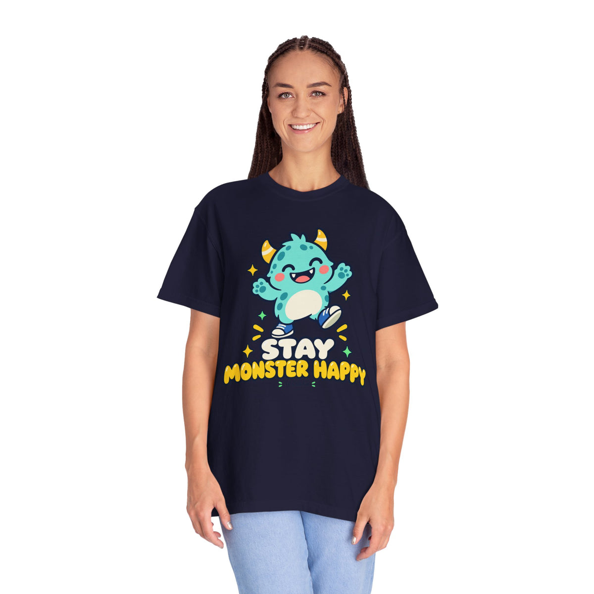 Stay Monster Happy – Cute Monster Graphic T-Shirt