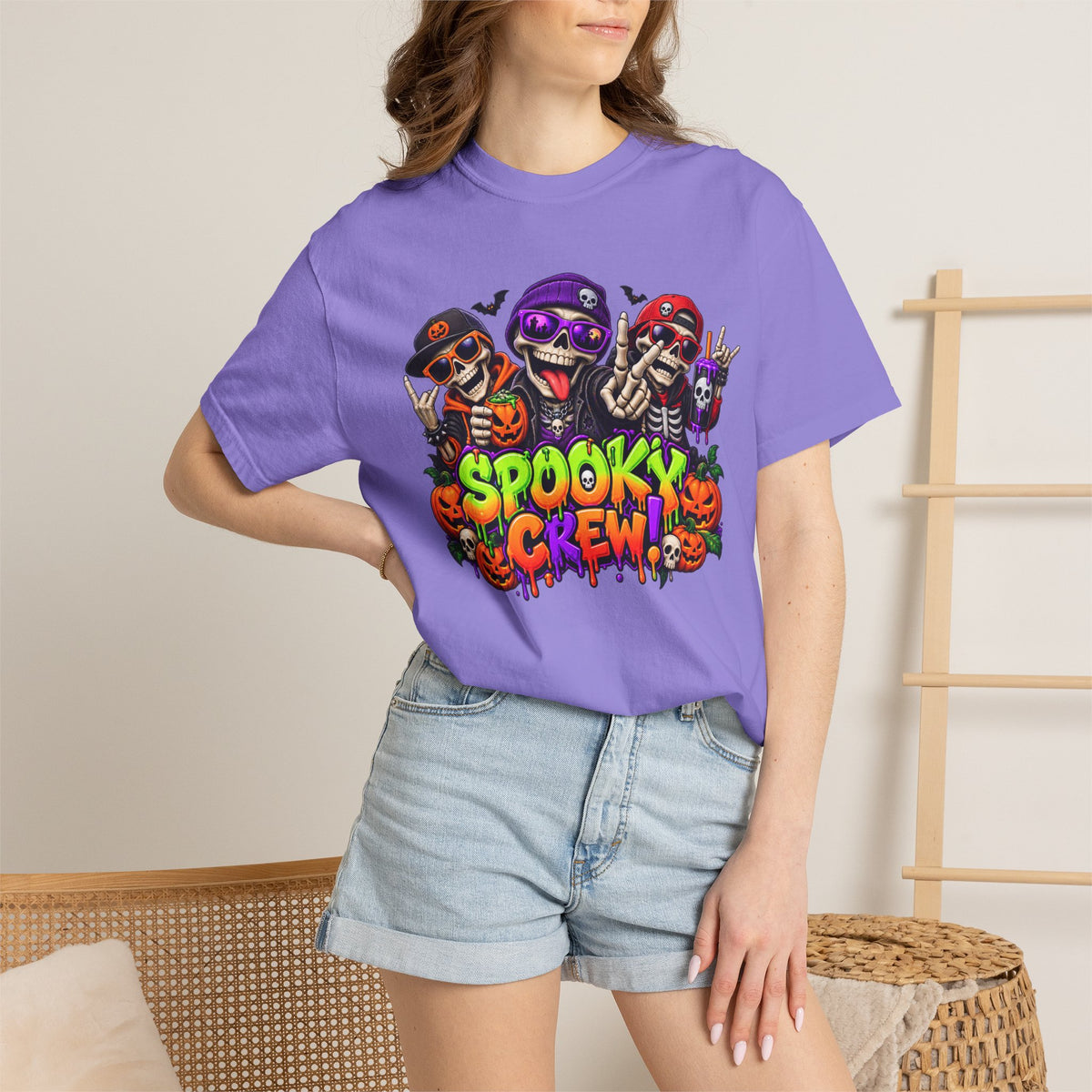 Spooky Crew Halloween T-Shirt – Funny Skeleton Graphic Tee