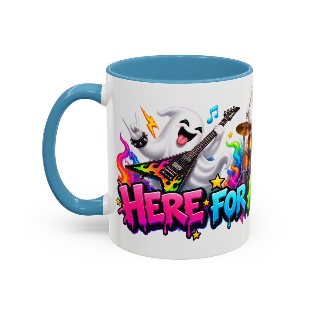 Here for a Boo Time Halloween Ghost Rock Band White Mug
