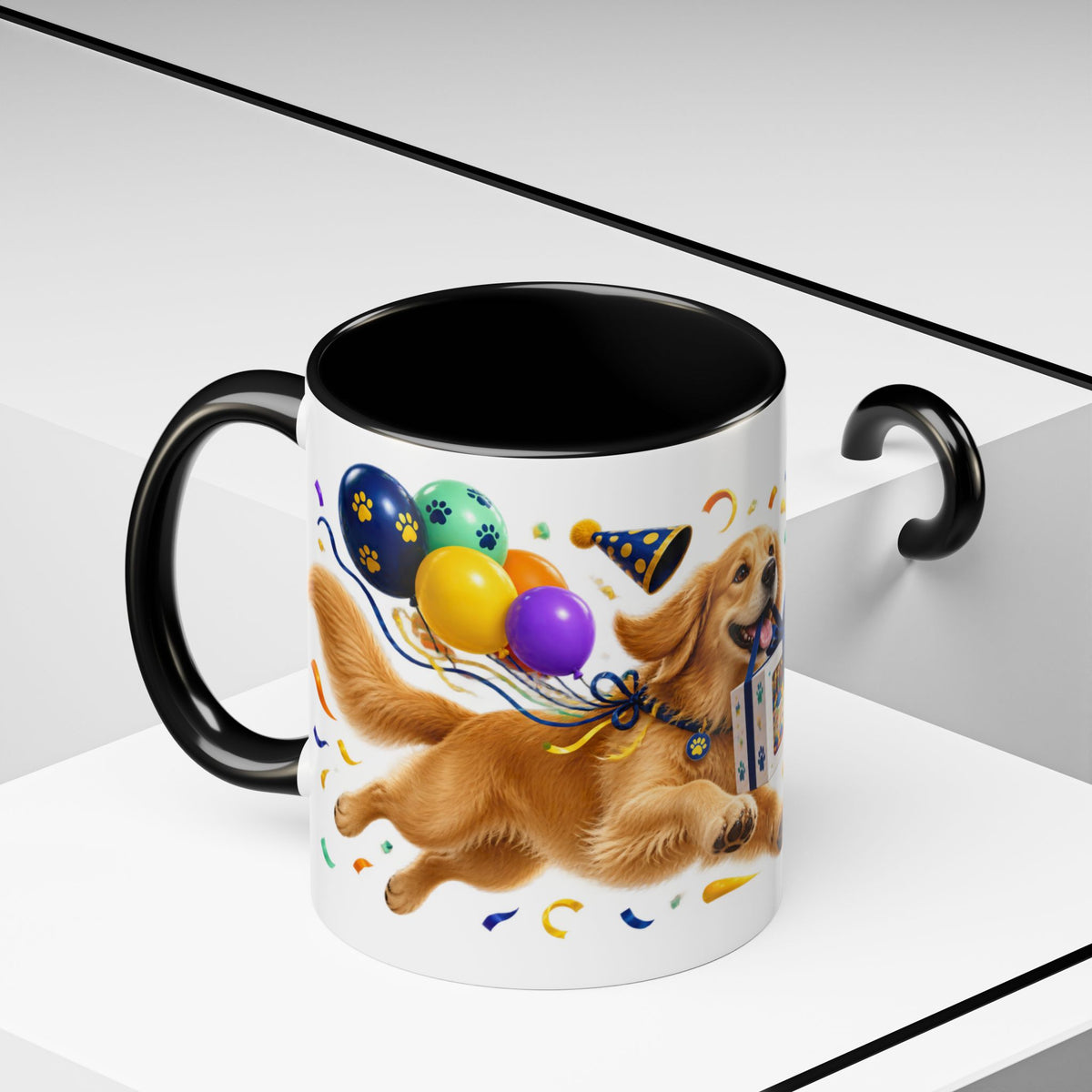 Fetch the Cake Golden Retriever Birthday White Mug