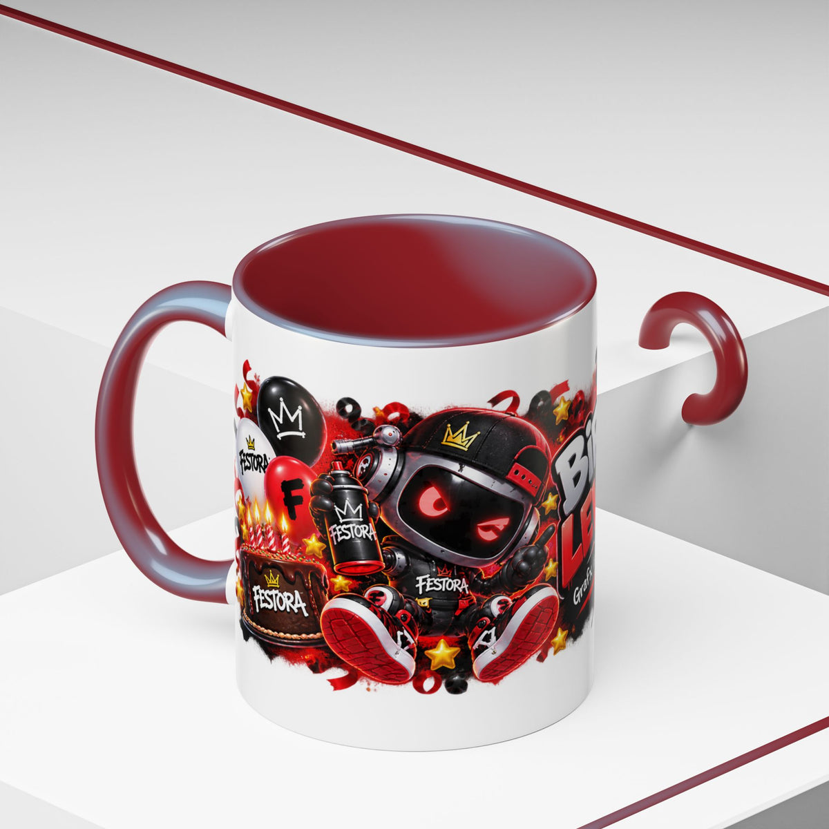 Festora Grafx Birthday Mug – Birthday Level Up Robot Coffee Cup