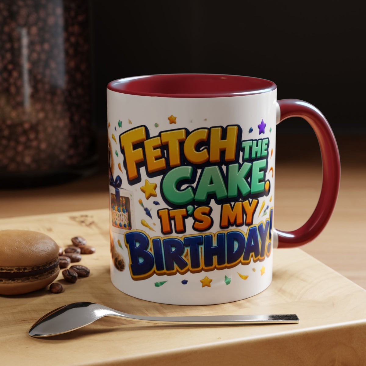 Fetch the Cake Golden Retriever Birthday White Mug