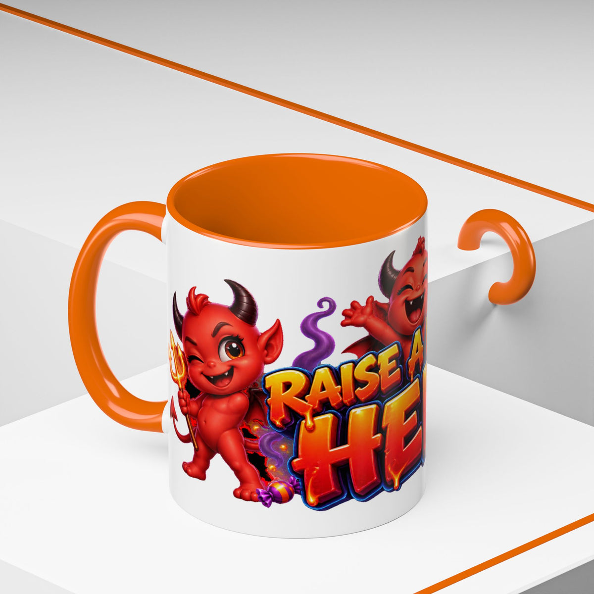 Raise a Little Hell Cute Devils Halloween White Mug