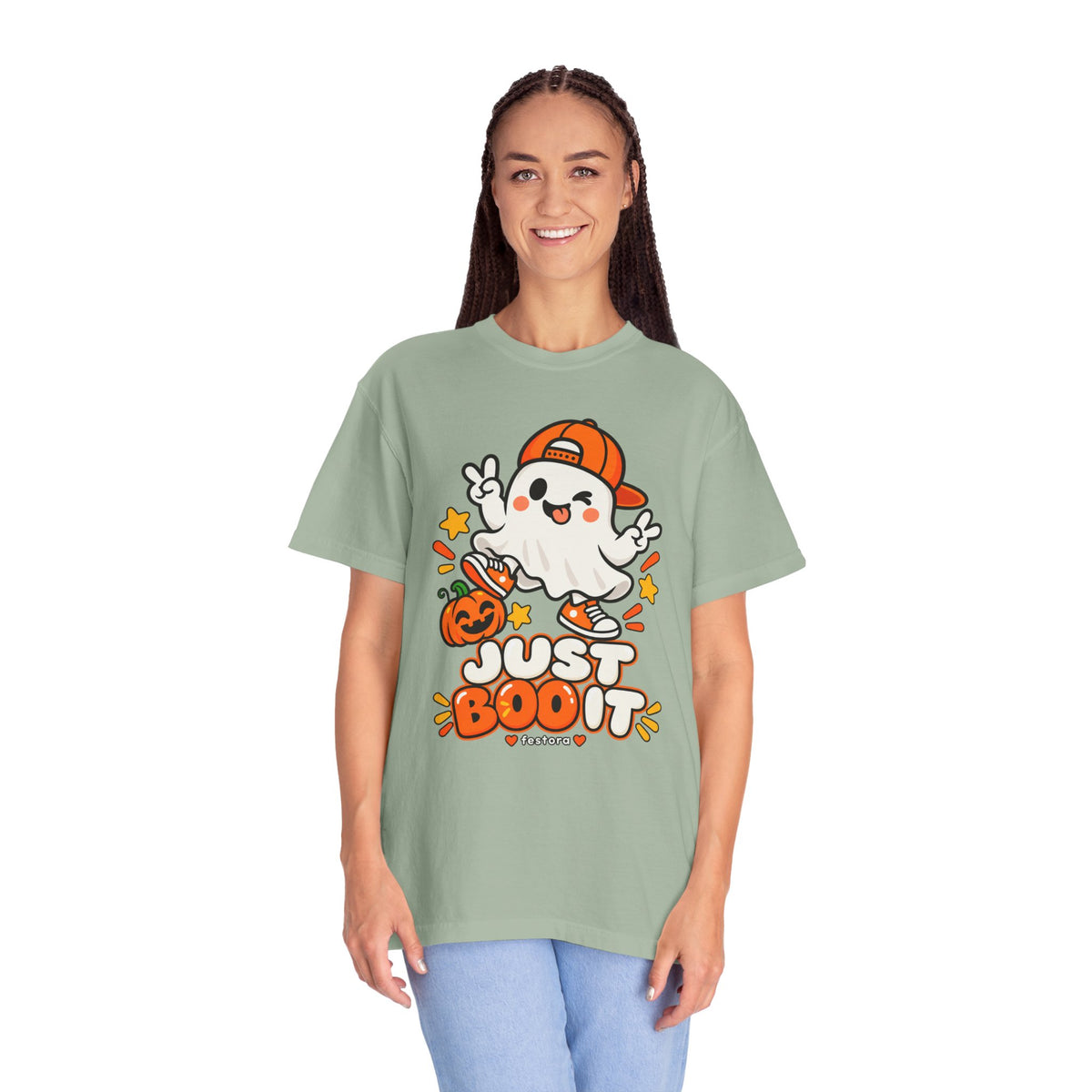 Just Boo It Halloween T-Shirt | Cute Skater Ghost Graphic Tee