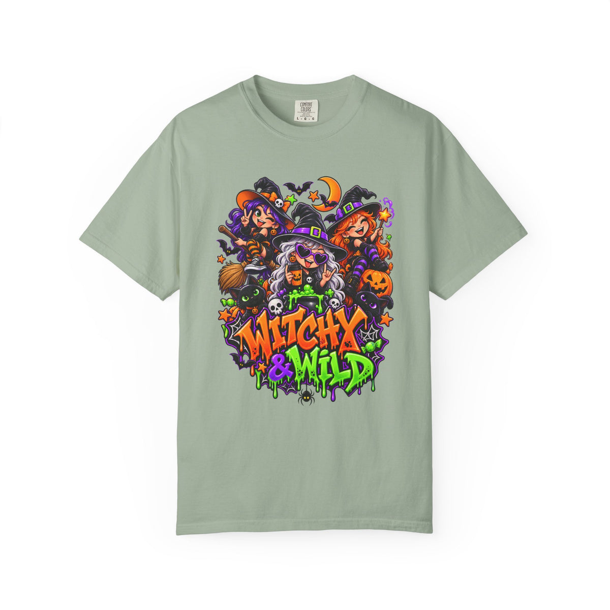 Witchy & Wild – Halloween Witch Crew Graphic T-Shirt