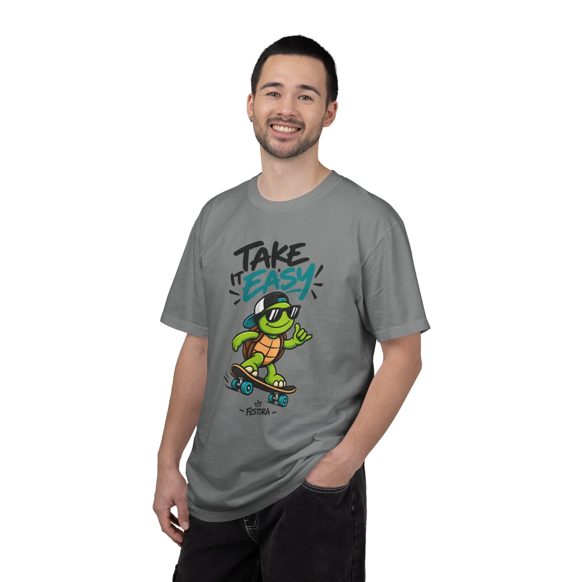 Take It Easy Skate Turtle Graphic T-Shirt | Festora Everyday