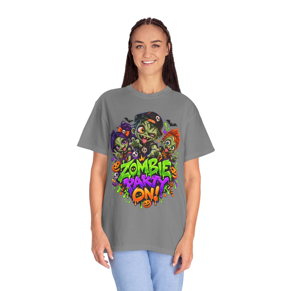 Zombie Party On! – Halloween Zombie Crew Graphic T-Shirt