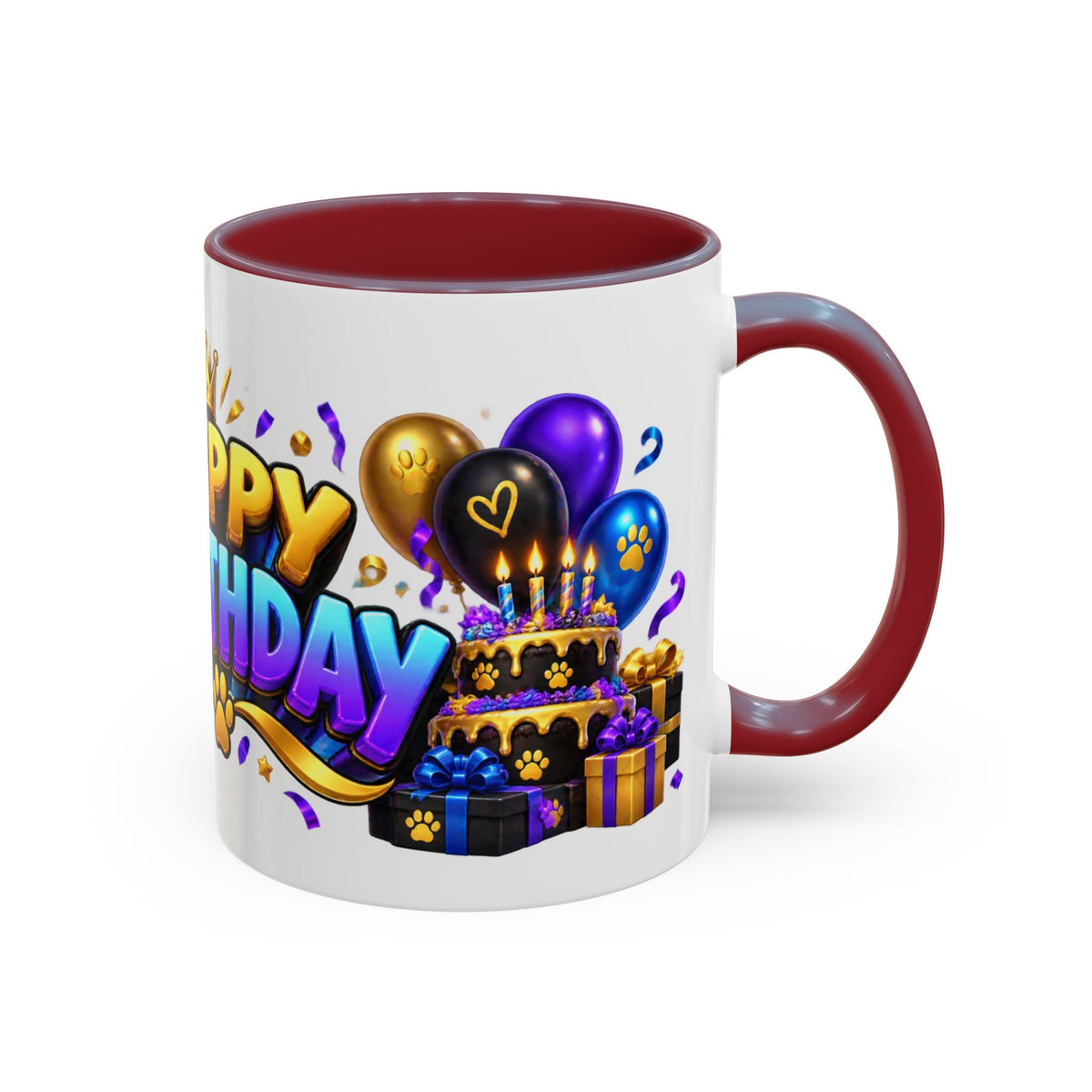 Black Panther Happy Birthday Mug – Purple Blue & Gold Birthday Gift – FestoraShop White Coffee Mug