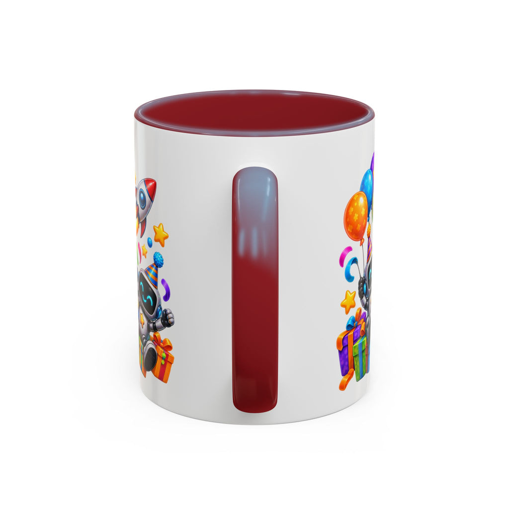 Happy Birthday Space Party Mug – Cute Aliens, Robots, UFO & Colorful 3D Birthday Design