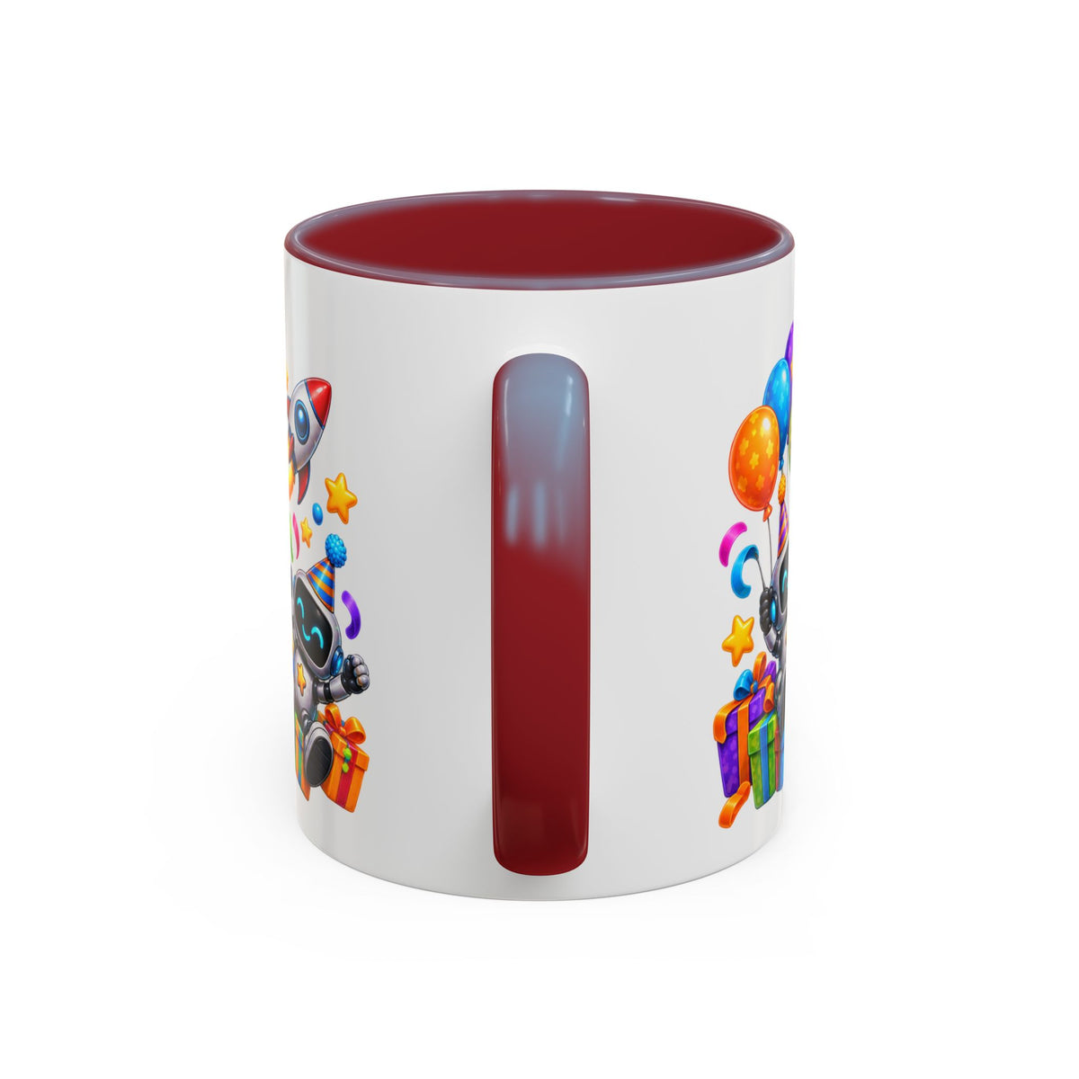 Happy Birthday Space Party Mug – Cute Aliens, Robots, UFO & Colorful 3D Birthday Design