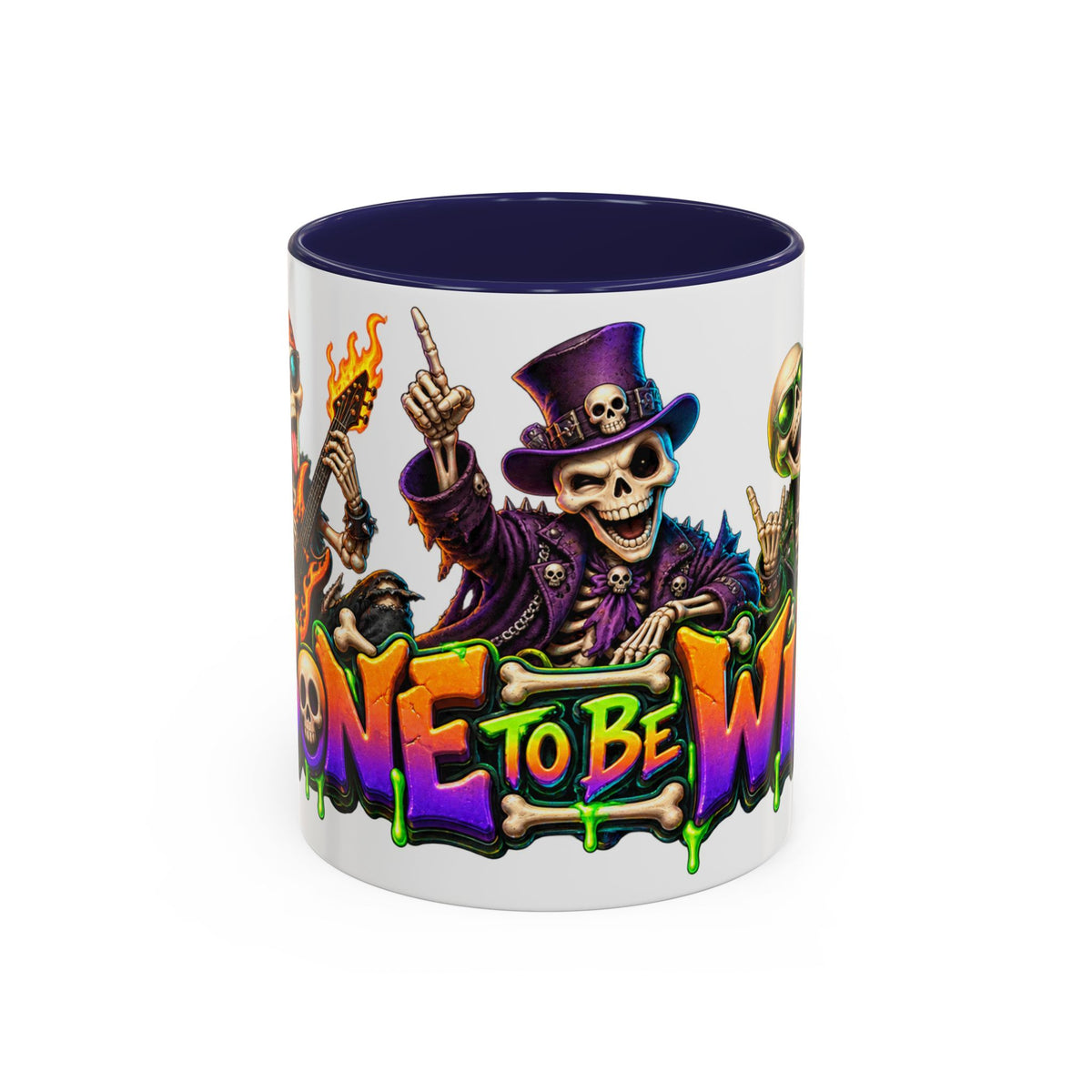 Bone to Be Wild Skeleton Crew Halloween White Mug