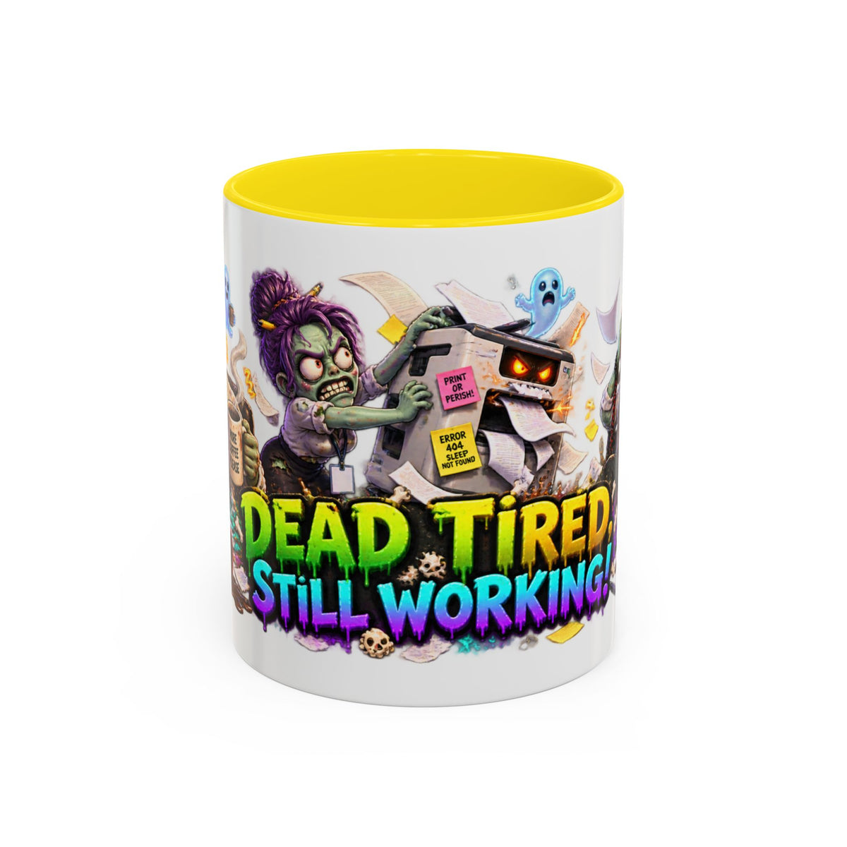Dead Tired Still Working Zombie Office Halloween White Mug