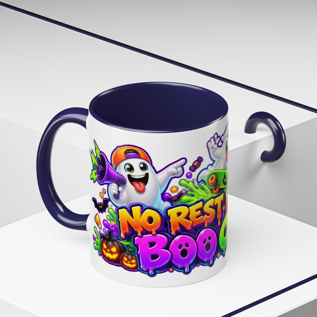 No Rest for the Boo Crew Crazy Ghosts Halloween White Mug