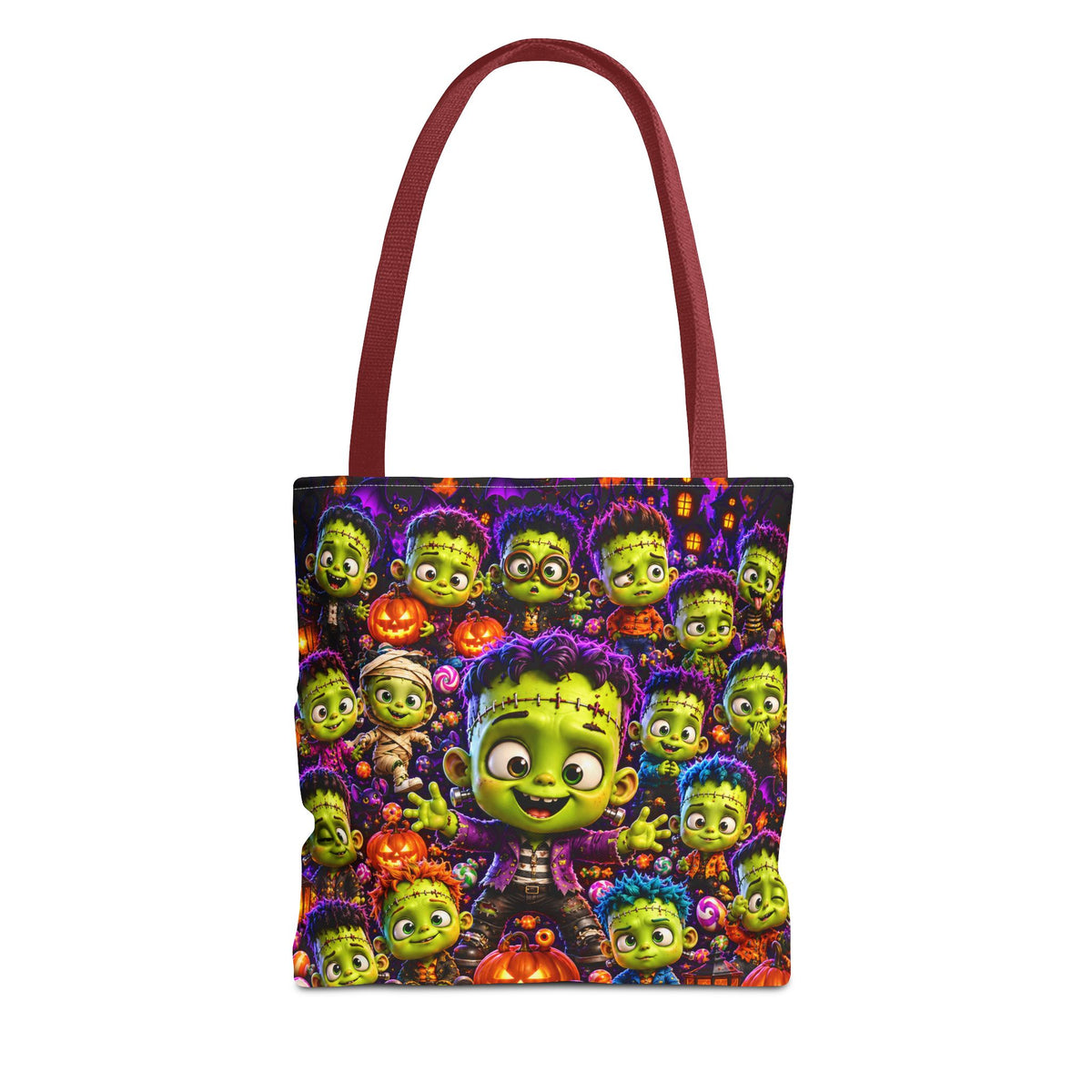 FestoraShop Funny Frankis Halloween Tote Bag - Cute 3D Monsters & Pumpkins