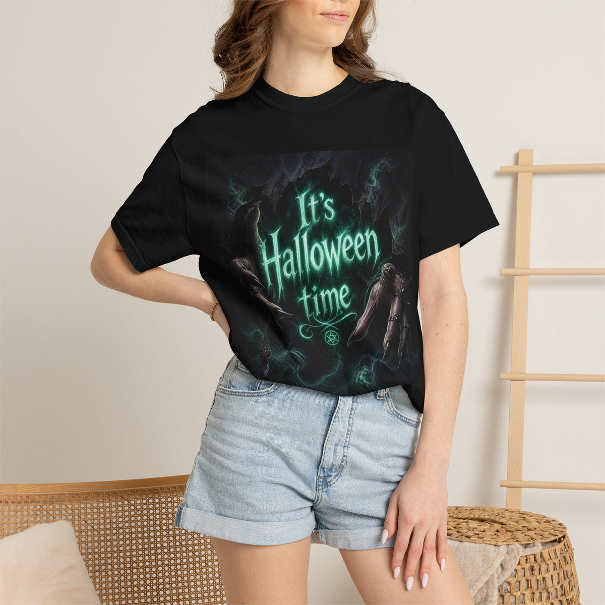 Halloween T-Shirt — "It's Halloween Time" Spooky Glow Design