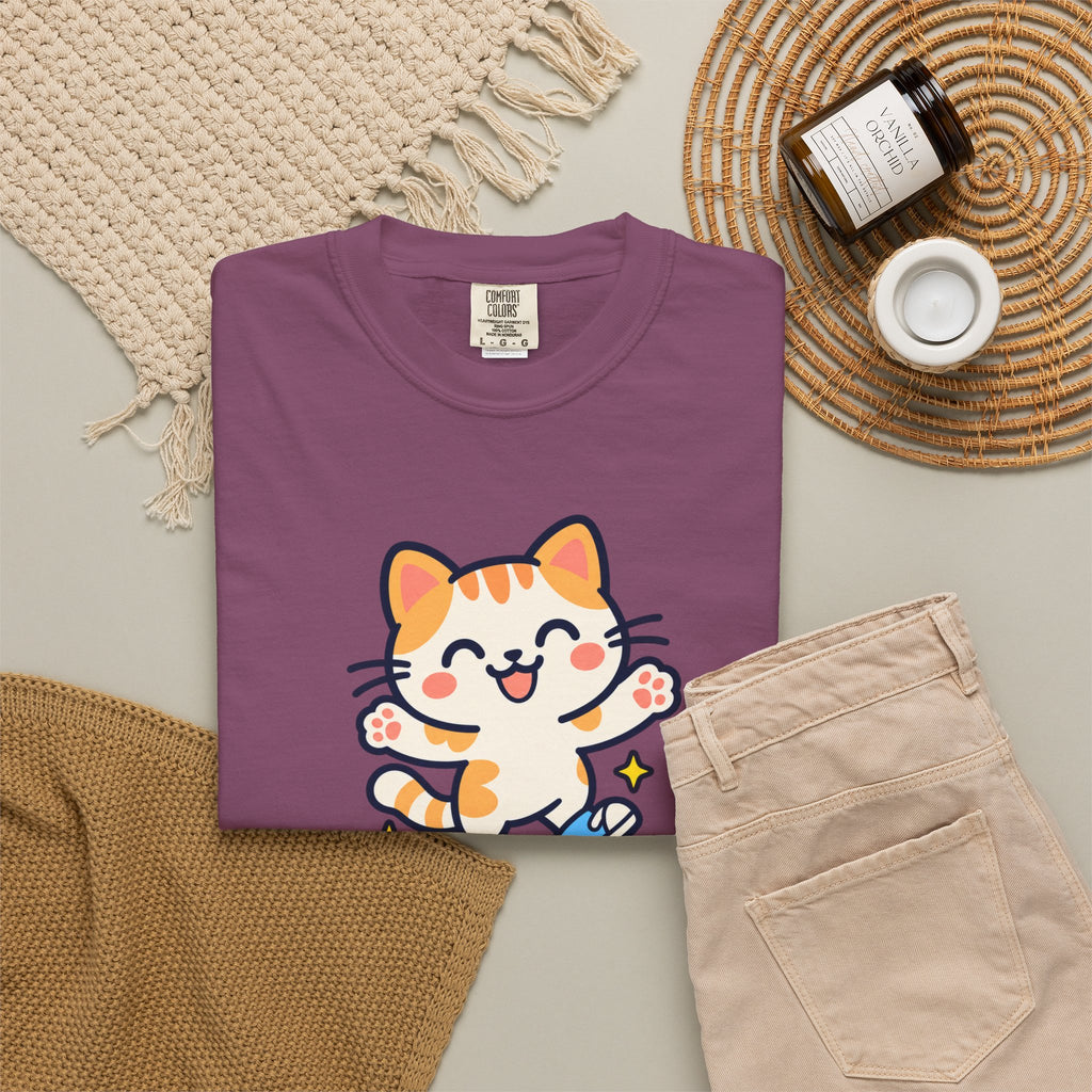 Stay Pawsitive – Cute Happy Cat Graphic T-Shirt