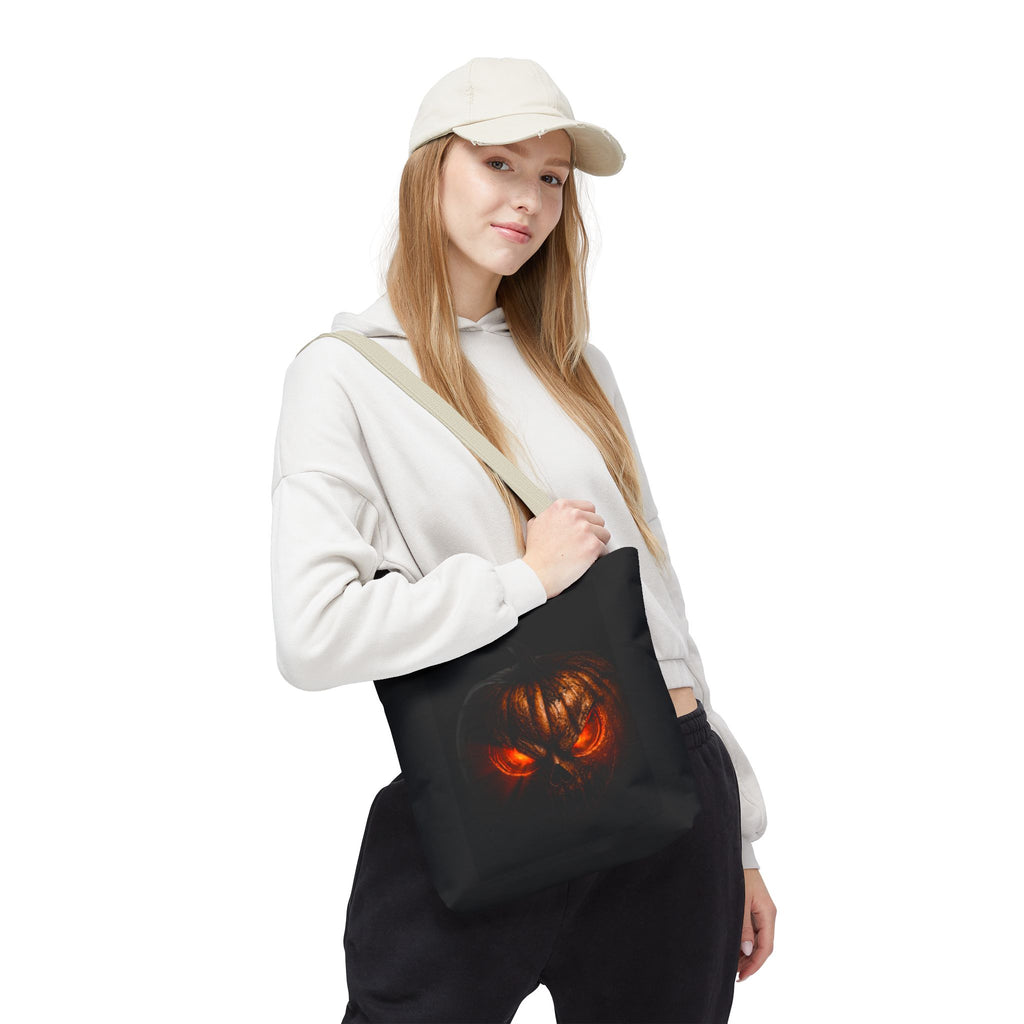Spider Web Tote Bag — Creepy Red-Eyed Spider Halloween Grocery Tote
