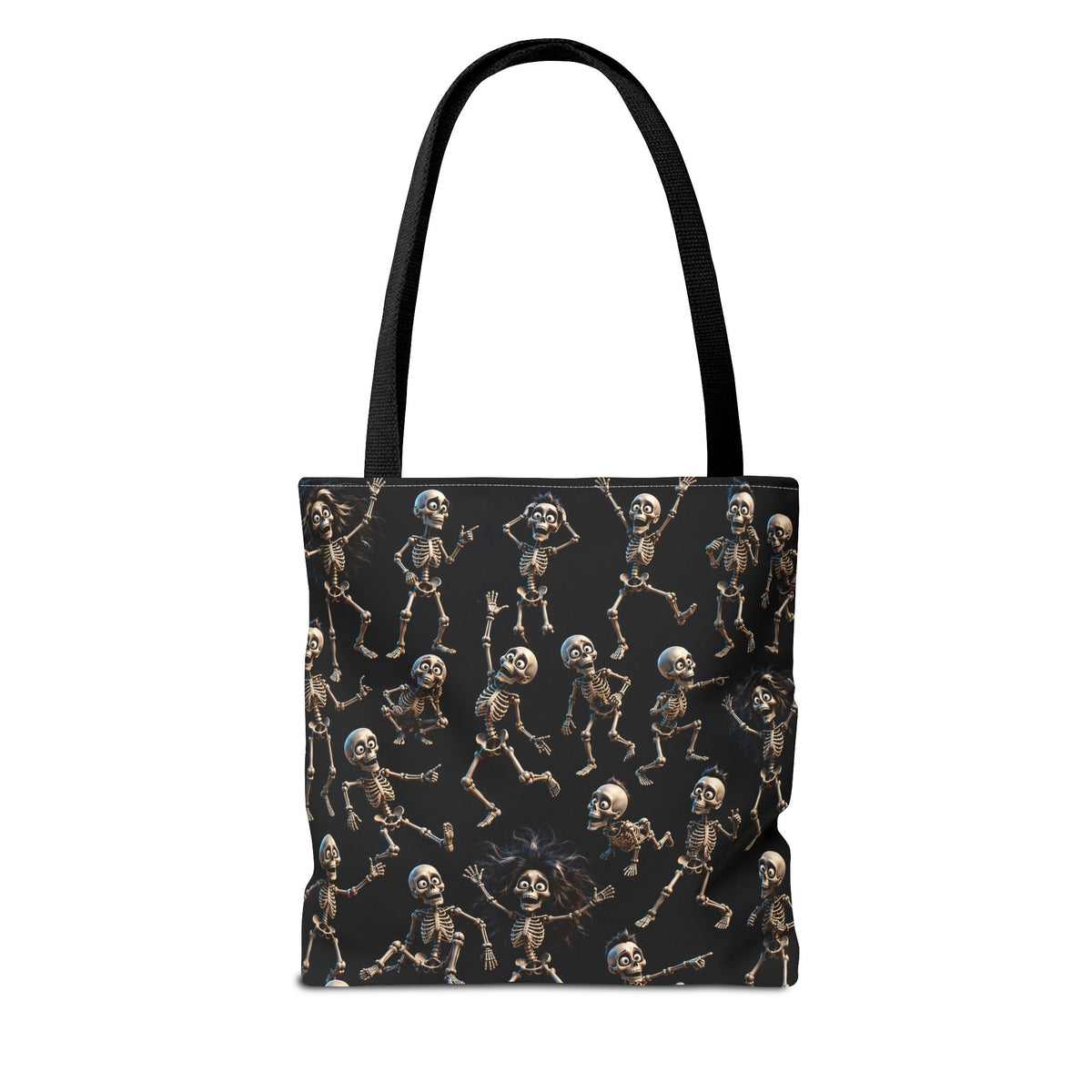 Spooky Skeleton Crew Halloween Tote Bag - Cute 3D Skeleton Pattern