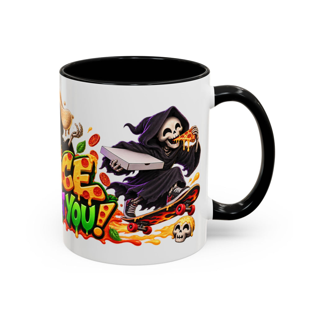 Slice to Meet You Funny Grim Reaper Pizza Halloween White Mug
