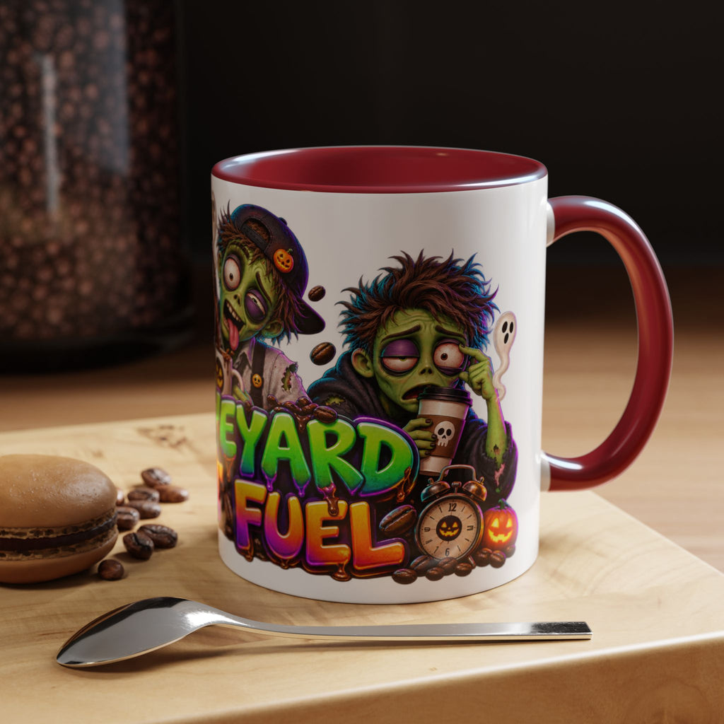 Graveyard Shift Fuel Coffee Zombies Halloween White Mug