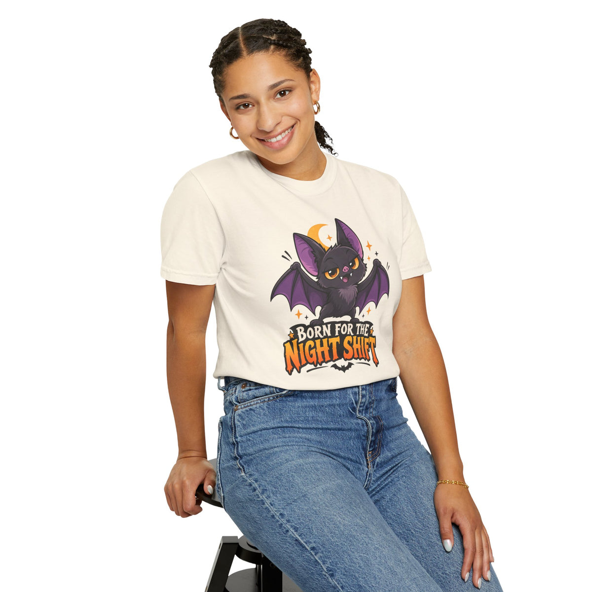 Born for the Night Shift – Cute Halloween Bat T-Shirt
