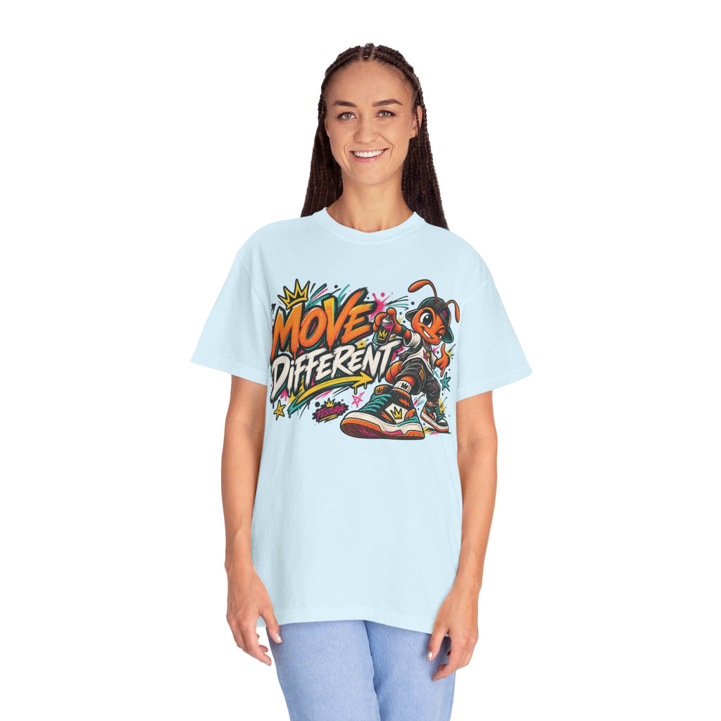 Move Different Graphic T-Shirt — Streetwear Skate Ant Mascot Design