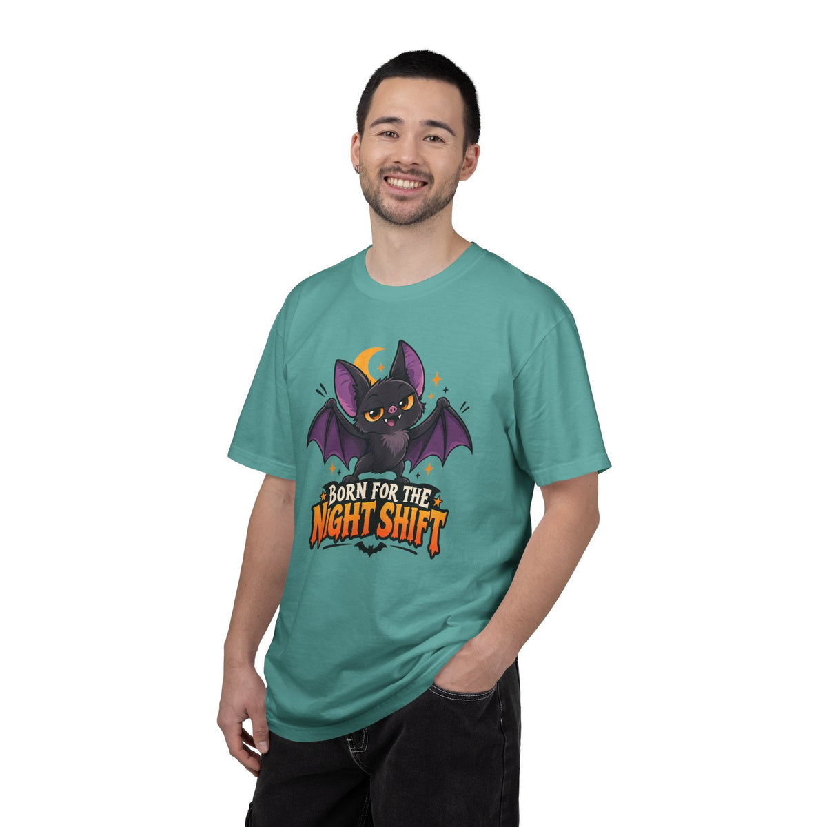 Born for the Night Shift – Cute Halloween Bat T-Shirt