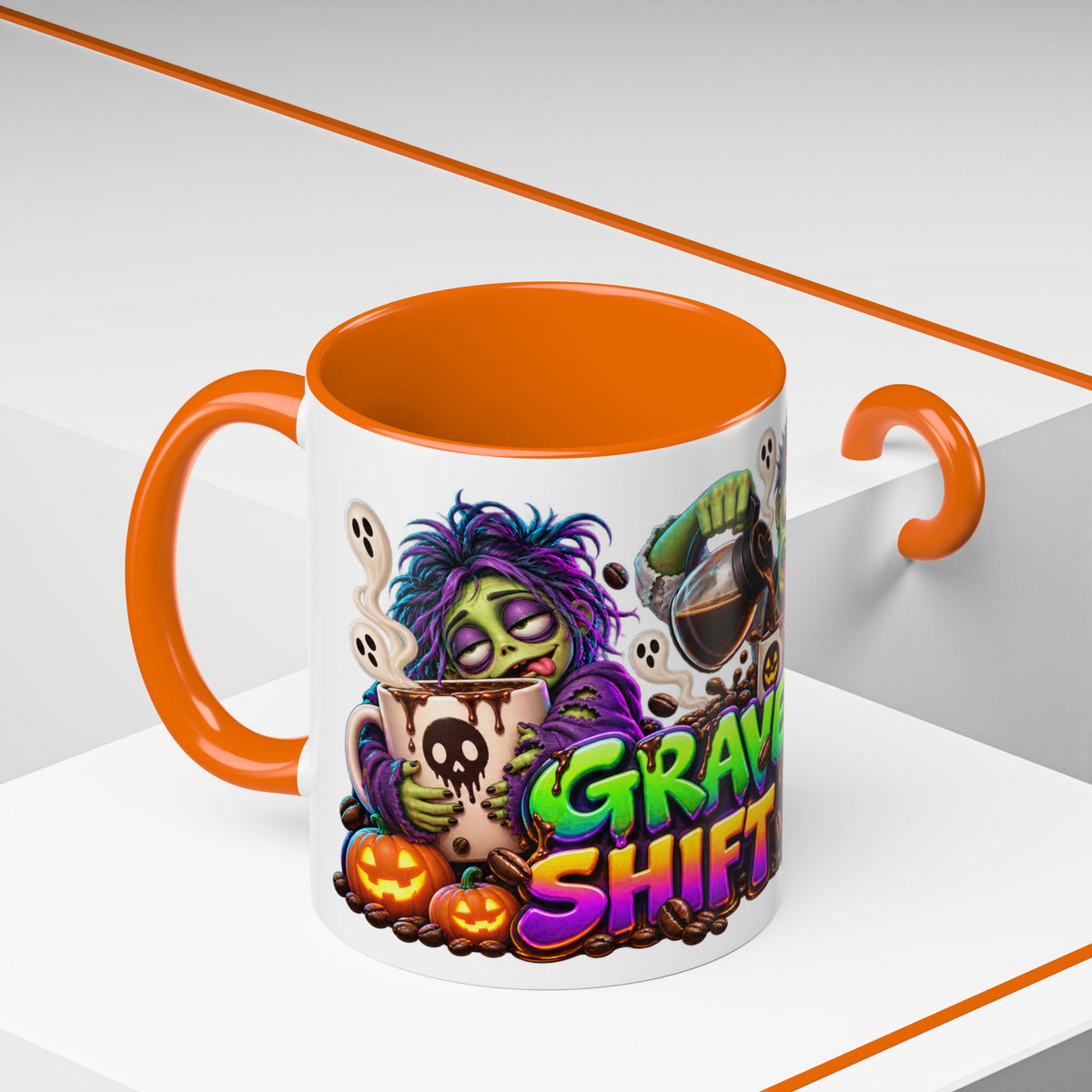 Graveyard Shift Fuel Coffee Zombies Halloween White Mug