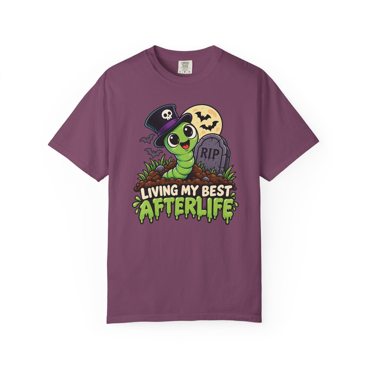 Living My Best Afterlife – Cute Halloween Graveyard Worm T-Shirt