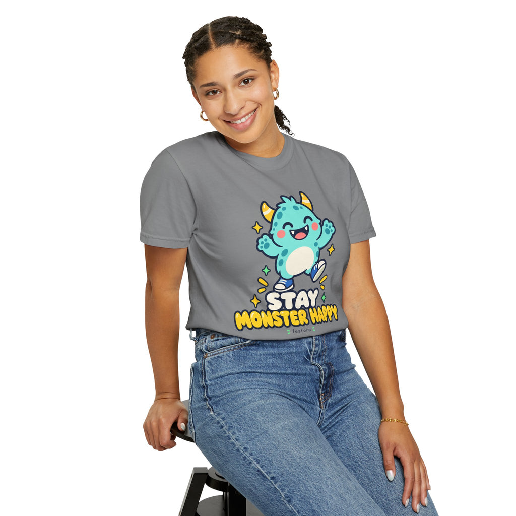 Stay Monster Happy – Cute Monster Graphic T-Shirt